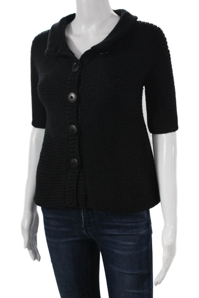 Vince Womens Black Wool Collared 3/4 Sleeve Cardigan Size XS