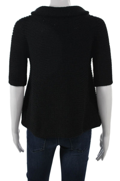 Vince Womens Black Wool Collared 3/4 Sleeve Cardigan Size XS