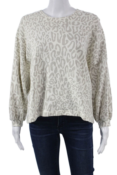 Rebecca Minkoff Women Pullover Sweatshirt Beige Animal Print Crew Neck Size XS
