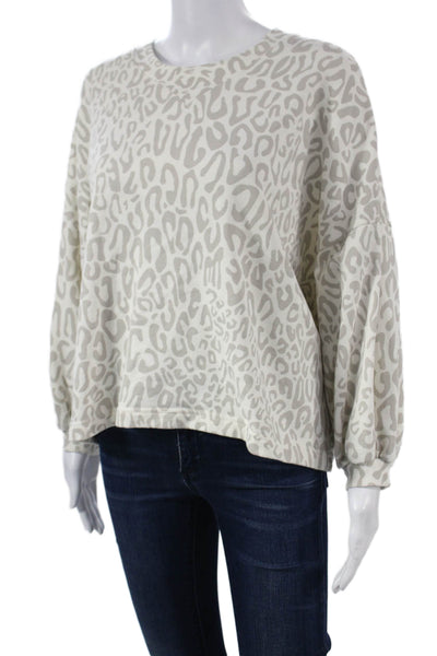 Rebecca Minkoff Women Pullover Sweatshirt Beige Animal Print Crew Neck Size XS