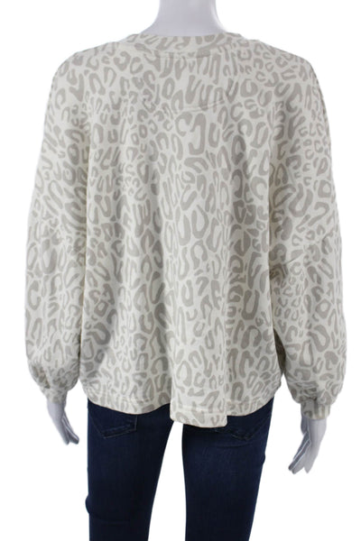 Rebecca Minkoff Women Pullover Sweatshirt Beige Animal Print Crew Neck Size XS