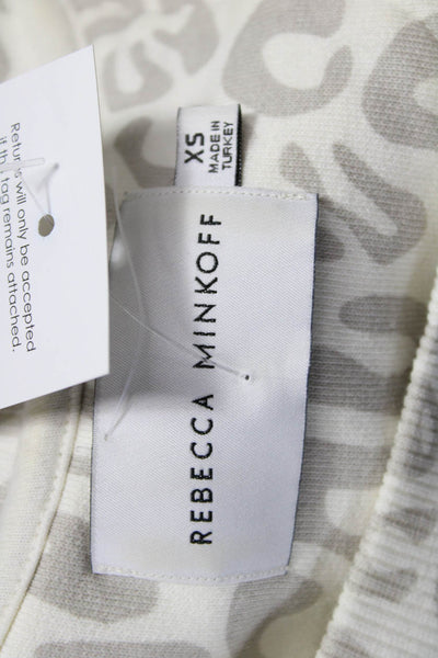Rebecca Minkoff Women Pullover Sweatshirt Beige Animal Print Crew Neck Size XS