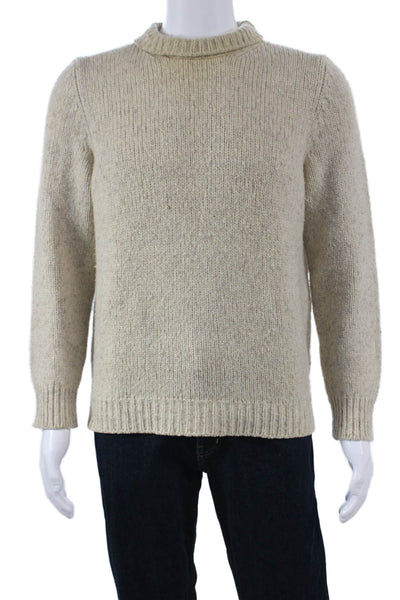 Malo Mens Wool Blend High Neck Pullover Sweater Beige Long Sleeve Size M
