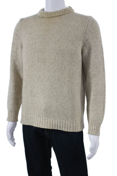 Malo Mens Wool Blend High Neck Pullover Sweater Beige Long Sleeve Size M