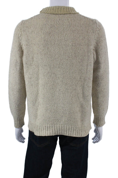 Malo Mens Wool Blend High Neck Pullover Sweater Beige Long Sleeve Size M