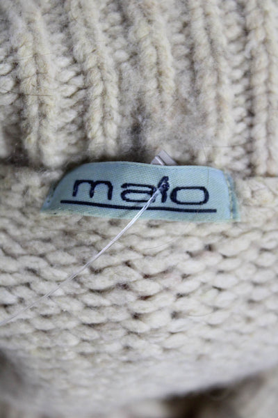 Malo Mens Wool Blend High Neck Pullover Sweater Beige Long Sleeve Size M