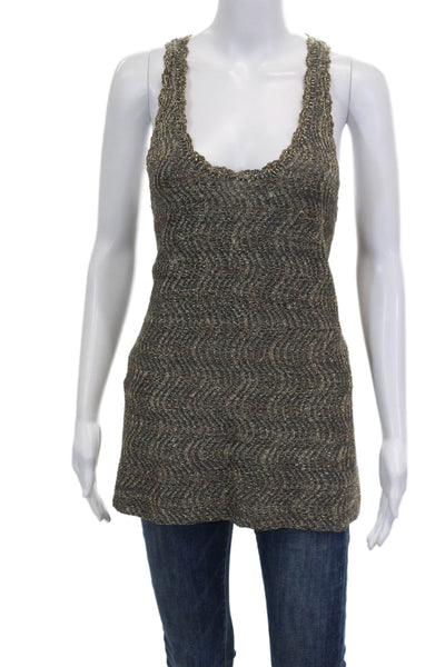Free People Womens Tunic Scoop Neck Sleeveless Gray Geometric Acrylic Size S