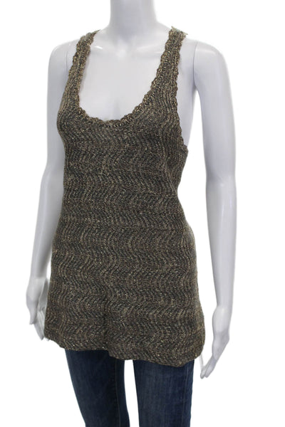 Free People Womens Tunic Scoop Neck Sleeveless Gray Geometric Acrylic Size S