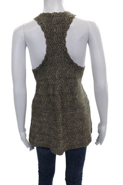 Free People Womens Tunic Scoop Neck Sleeveless Gray Geometric Acrylic Size S
