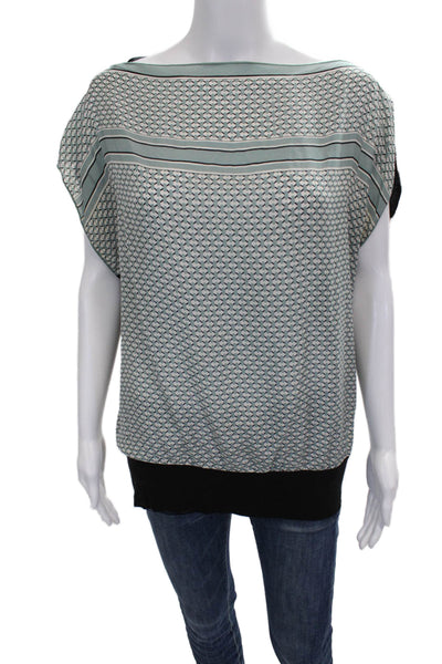 Bailey 44 Women Silk Boat Neck Geometric Sleeveless Blouse Multicolor Size L