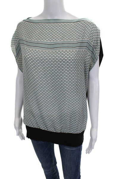 Bailey 44 Women Silk Boat Neck Geometric Sleeveless Blouse Multicolor Size L