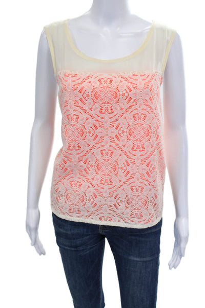 Marc By Marc Jacobs Womens Silk Geometric Scoop Neck Tank Top Orange Size M