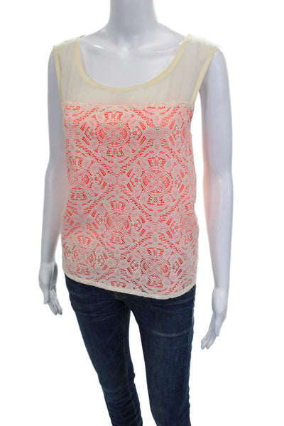 Marc By Marc Jacobs Womens Silk Geometric Scoop Neck Tank Top Orange Size M