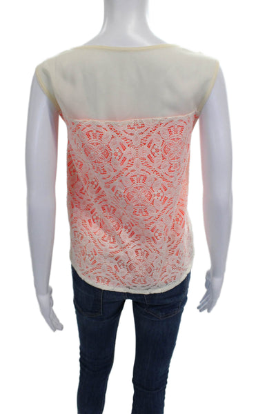 Marc By Marc Jacobs Womens Silk Geometric Scoop Neck Tank Top Orange Size M