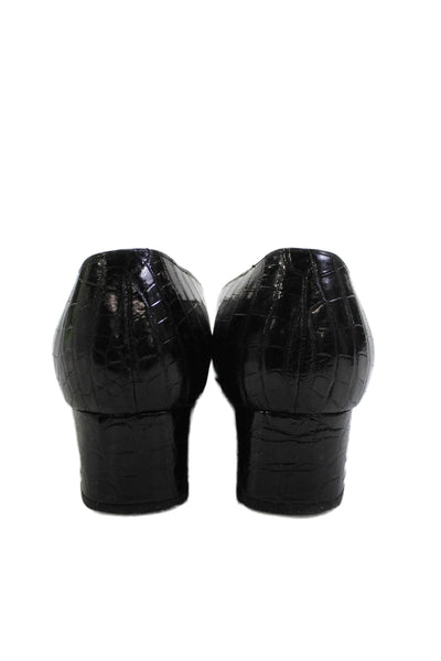 Harel Womens Crocodile Skin Slide On Pumps Black Size 37 7