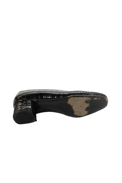 Harel Womens Crocodile Skin Slide On Pumps Black Size 37 7