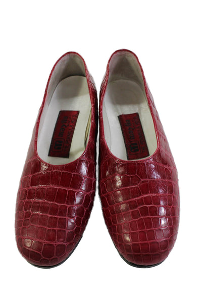 Maylin Womens Crocodile Print Slide On Ballet Flats Pink Size 38 8
