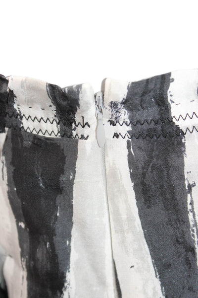 Pringle of Scotland Women Black Silk Striped A-Line Skirt Short Size 8