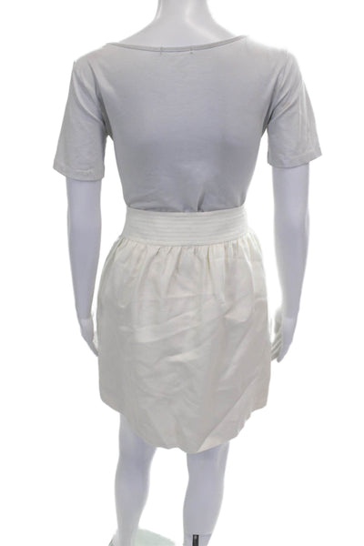 J Crew Womens Ivory Linen Pencil Skirt Button Short Size 10