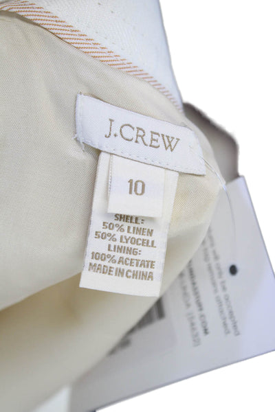 J Crew Womens Ivory Linen Pencil Skirt Button Short Size 10