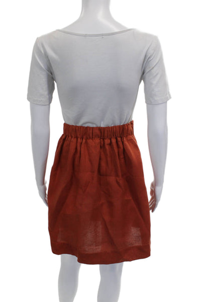J Crew Womens Orange Linen A-Line Drawstring Skirt Short Size S