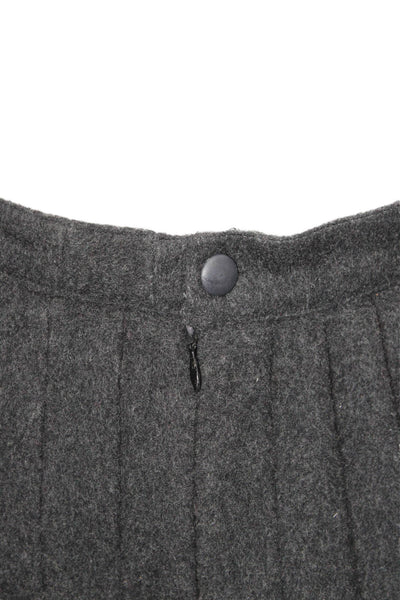 Krizia Womens Pleated Striped Wool Short Skirt Gray Button Size 40