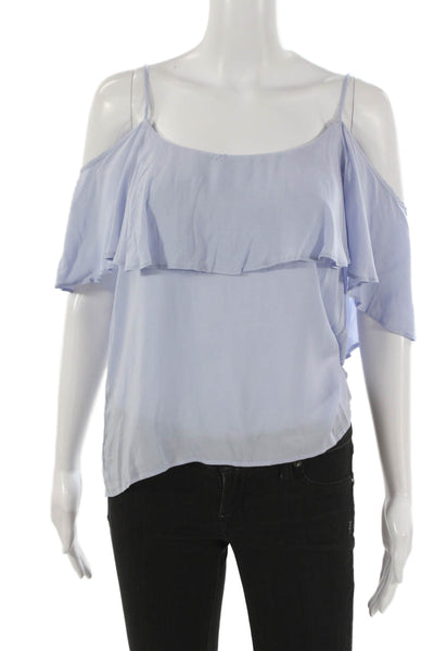 BB Dakota Women Blue Off Shoulder Rayon Short Sleeve Blouse Size XS