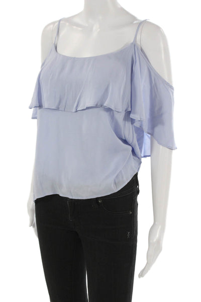 BB Dakota Women Blue Off Shoulder Rayon Short Sleeve Blouse Size XS