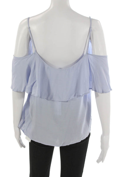 BB Dakota Women Blue Off Shoulder Rayon Short Sleeve Blouse Size XS