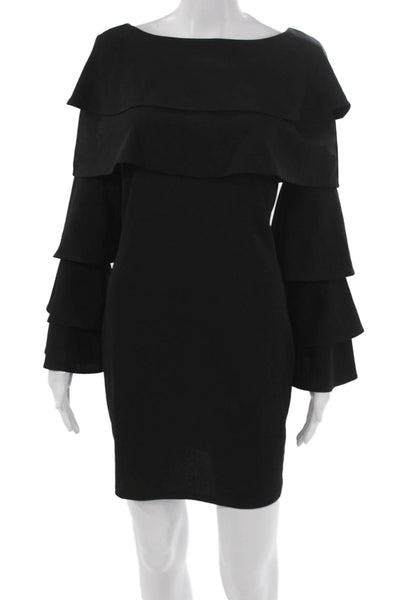 Tahari Levine Womens Black Off Shoulder Long Sleeve Sheath Dress Size XS
