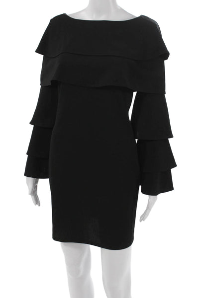 Tahari Levine Womens Black Off Shoulder Long Sleeve Sheath Dress Size XS