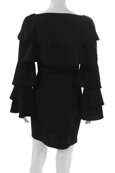 Tahari Levine Womens Black Off Shoulder Long Sleeve Sheath Dress Size XS