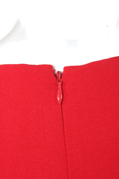Calvin Klein Women Sheath Dress Red Square Neck Short Sleeve Size 4