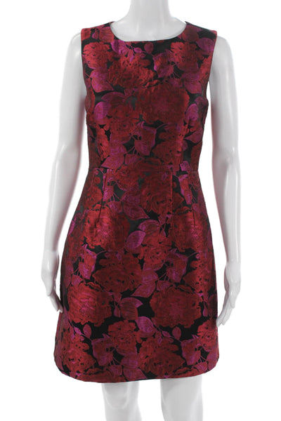 Betsey Johnson Womens Sheath Dress Red Floral Knee Length Sleeveless Size 2