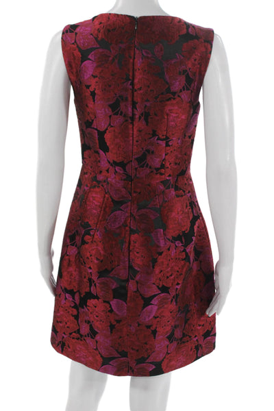 Betsey Johnson Womens Sheath Dress Red Floral Knee Length Sleeveless Size 2