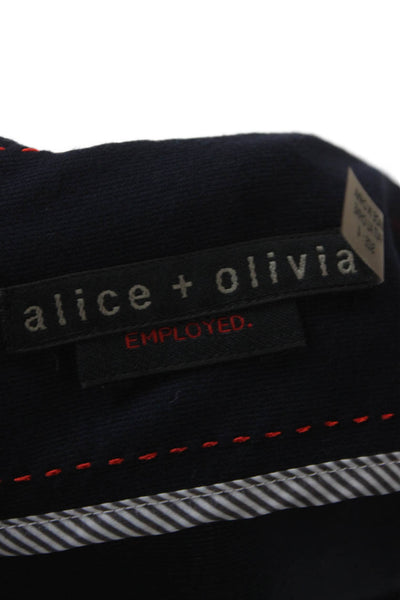 Alice + Olivia Women Pencil Dress Blue Boat Neck Short Sleeve Rayon Zip Size 4