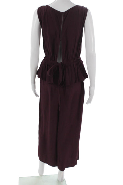 Max Studio Womens Purple Sleeveless Jumpsuit Viscose Zip Round Neck Size XS