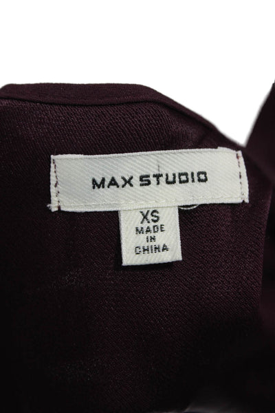 Max Studio Womens Purple Sleeveless Jumpsuit Viscose Zip Round Neck Size XS