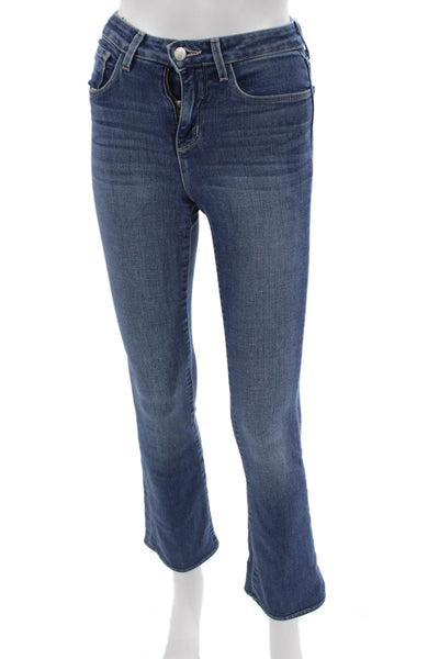 L Agence Womens Bootcut Jeans Blue Cotton High Rise Button Size 23