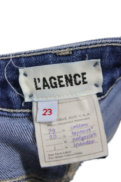 L Agence Womens Bootcut Jeans Blue Cotton High Rise Button Size 23