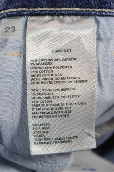 L Agence Womens Bootcut Jeans Blue Cotton High Rise Button Size 23
