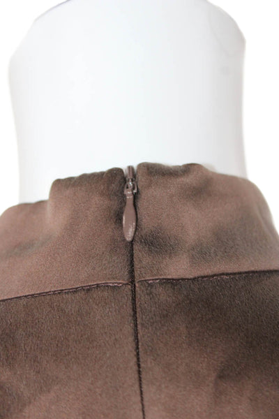 Zimmermann Women Mini Silk High Neck Long Sleeve Brown Zip Dress Size 0