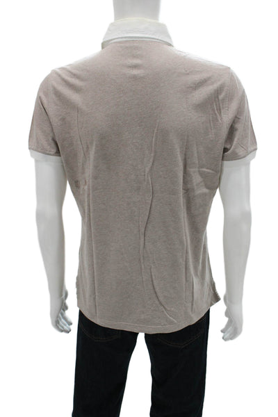Brunello Cucinelli Mens Beige Cotton Blend Collared Short Sleeve Polo Size S