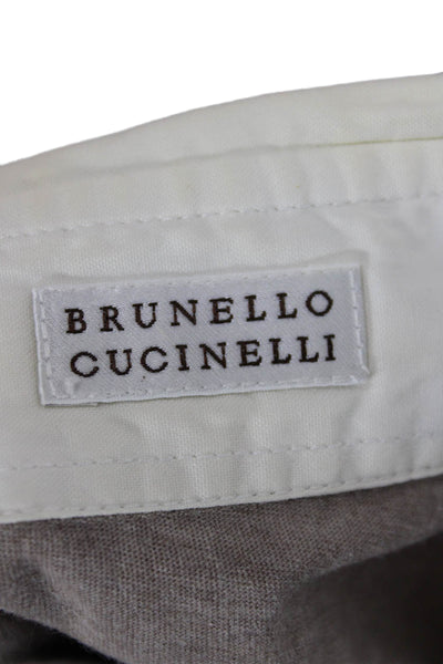 Brunello Cucinelli Mens Beige Cotton Blend Collared Short Sleeve Polo Size S