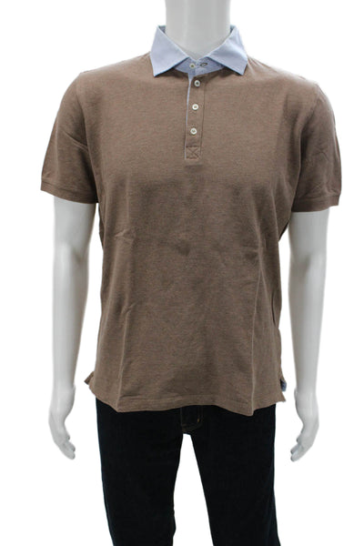 Le Civette Mens Brown Cotton Collared Polo Short Sleeve Size S