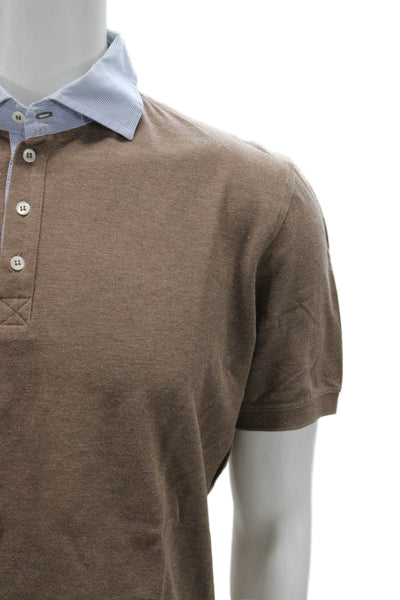 Le Civette Mens Brown Cotton Collared Polo Short Sleeve Size S