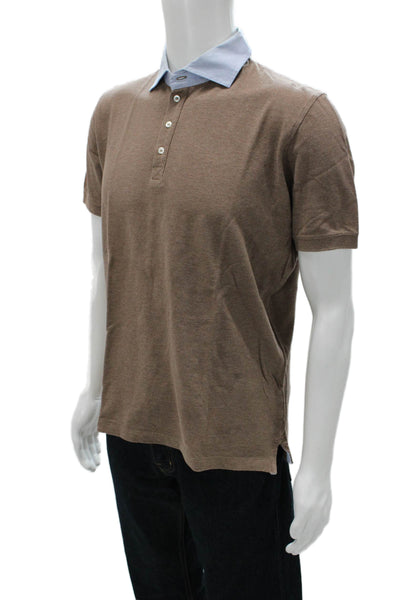 Le Civette Mens Brown Cotton Collared Polo Short Sleeve Size S