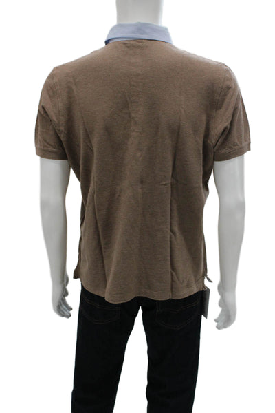Le Civette Mens Brown Cotton Collared Polo Short Sleeve Size S
