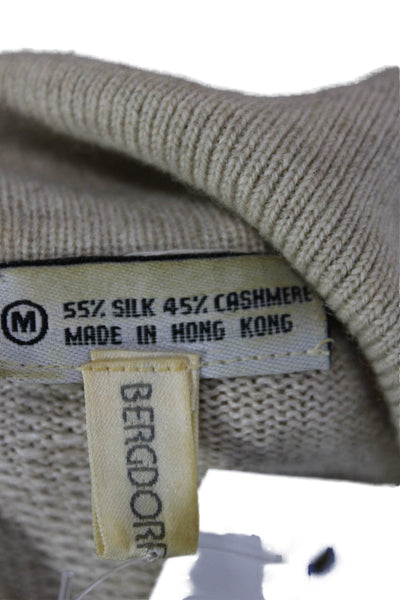 Tse Mens Polo Beige Silk Collared Herringbone Short Sleeve Pullover Size M