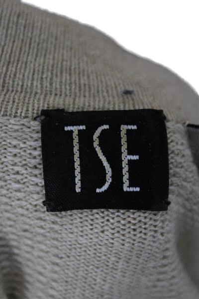 Tse Mens Polo Beige Silk Collared Herringbone Short Sleeve Pullover Size M